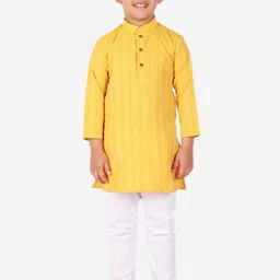 Pro-Ethic STYLE DEVELOPER Boys Yellow & White Striped Kurta with Pyjamas-15