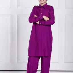 THE PONY & PEONY CO. Boys Shirt Collar Pathani Kurta with Trousers-image-91