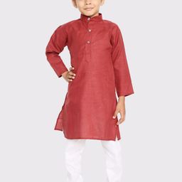 Maharaja Boys Mandarin Collar Straight Kurta With Pyjamas-11