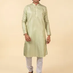 TATTVA Ethnic Motifs Woven Design Jacquard Regular Kurta with Pyjamas-picture-16
