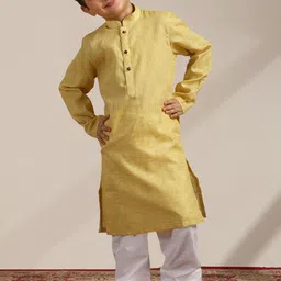 Manyavar Boys Mandarin Collar Regular Kurta with Pyjamas-image-11