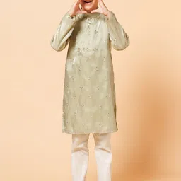 PICCOLO Boys Ethnic Motifs Embroidered Regular Organza Kurta with Pyjamas-picture-57