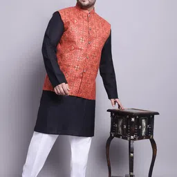 SOJANYA PLUS Regular Straight Kurta With Pyjamas & Nehru Jacket-picture-58