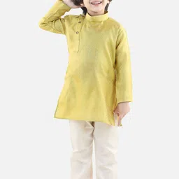 BownBee Boys Geometric Woven Design Mandarin Collar Straight Kurta with Pyjamas-picture-45