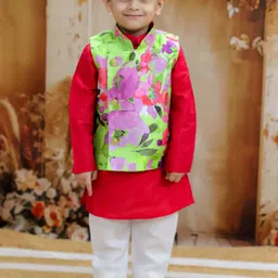 KID1 Boys Printed Regular Kurta with Pyjamas image 2