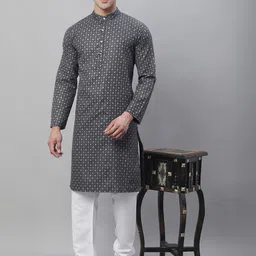 SOJANYA Woven Design Regular Cotton Linen Kurta With Pyjamas-picture-4