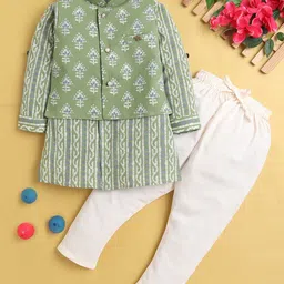 Jeetethnics Boys Ethnic Motifs Printed Mandarin Collar Regular Straight Kurta Set-36