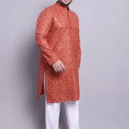 SOJANYA PLUS Ethnic Motifs Printed Regular Kurta & Pyjamas With Nehrujacket-27