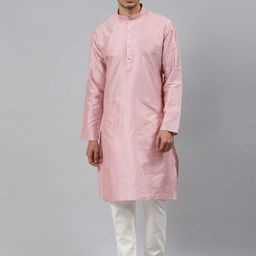 MANQ Men Pink  Striped Regular Kurta with Pyjamas-picture-13