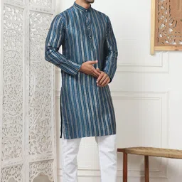 Anouk Men Striped Regular Kurta with Pyjamas image 1