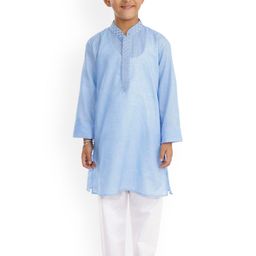 YK Boys Blue & White Regular Kurta with Pyjamas-image-80