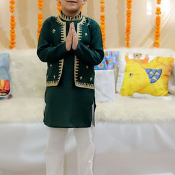 BownBee Boys Embroidered Regular Chanderi Silk Kurta with Pyjamas-48