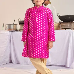 pspeaches Boys Floral Printed Regular Sequinned Kurta with Pyjamas-53