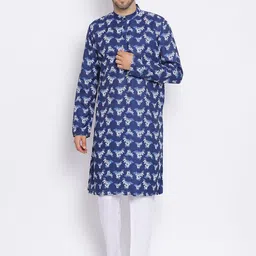hangup plus Men Floral Printed Kurta With Pyjamas & Nehru Jacket-13
