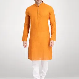 RG DESIGNERS Men Orange Kurta with Pyjamas-image-45