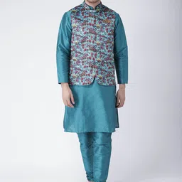 hangup plus Men Mandarin Collar Kurta with Pyjamas & Nehru Jacket-picture-52