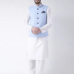 hangup plus Men Mandarin Collar Kurta with Pyjamas & Jacket-picture-34