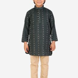 Pro-Ethic STYLE DEVELOPER Boys Green Ethnic Motifs Printed Pure Cotton Kurta with Pyjamas-56