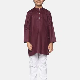 Sethukrishna Boys Burgundy Pure Cotton Kurta with Churidar-picture-50