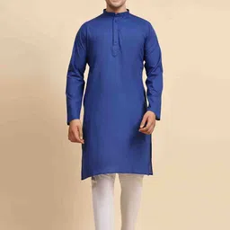 Enciger Band Collar Pure Cotton Straight Kurta with Pyjama-image-31