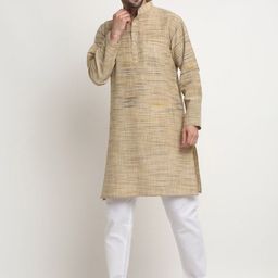 Arrabi Mandarin Collar Regular Pure Cotton Kurta with Pyjamas-picture-12