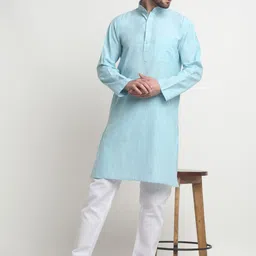 Arrabi Mandarin Collar Regular Pure Cotton Kurta with Pyjamas-picture-18