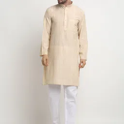 Arrabi Mandarin Collar Regular Pure Cotton Kurta with Pyjamas-picture-7