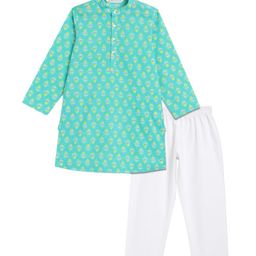 Campana Boys Floral Printed Regular Pure Cotton Kurta with Pyjamas-45