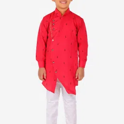 Pro-Ethic STYLE DEVELOPER Boys Red & White Kurta with Pyjamas-image-92