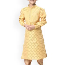 Manyavar Boys Yellow Woven Design Kurta with Churidar-58