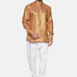Sethukrishna Men Gold-Toned Ethnic Motifs Kurta with Pyjamas-picture-40