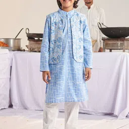 pspeaches Boys Floral Printed Angrakha Kurta with Pyjamas-32