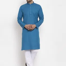 KRAFT INDIA Men Blue Regular Kurta with Pyjamas-image-74