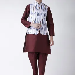 hangup plus Men Raw Silk Kurta & Churidar With Nehru Jacket-picture-16
