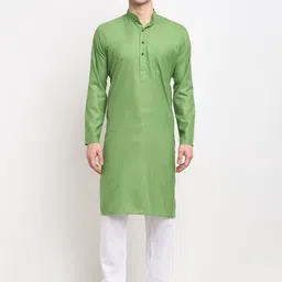 Jompers Men Green Pure Cotton Kurta with Pyjamas-image-78