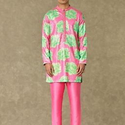 Masaba Pink Nurvi Raw Silk Kurta With Pyjamas-image-84