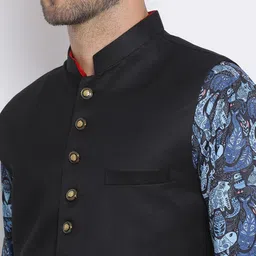 hangup plus Men Printed Kurta with Pyjamas & Nehru Jacket image 3