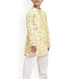 BAESD Boys Abstract Printed Regular Linen Kurta with Pyjamas image 4