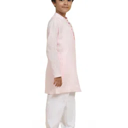 BAESD Boys Mandarin Collar Regular Linen Straight Kurta with Pyjamas image 3