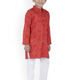 BAESD Boys Bandhani Printed Regular Thread Work Kurta with Pyjamas image 5