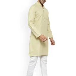 Pro-Ethic STYLE DEVELOPER Men Beige Pure Cotton Kurta with Pyjamas image 5