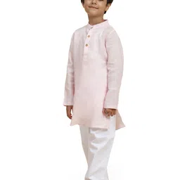 BAESD Boys Mandarin Collar Regular Linen Straight Kurta with Pyjamas image 5