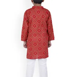BAESD Boys Bandhani Printed Regular Thread Work Kurta with Pyjamas image 4