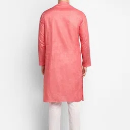 DEVOILER Men Peach-Coloured Kurta with Pyjamas image 3