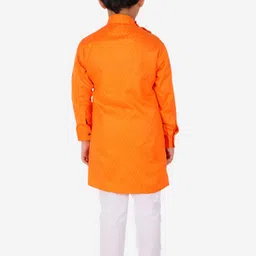 Pro-Ethic STYLE DEVELOPER Boys Orange Angrakha Kurta with Pyjamas image 3