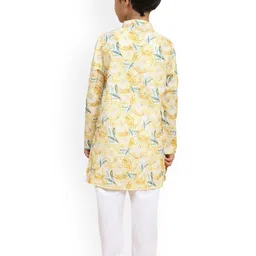 BAESD Boys Abstract Printed Regular Linen Kurta with Pyjamas image 2