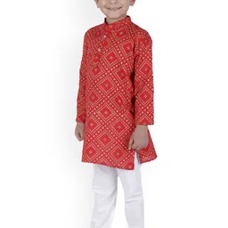 BAESD Boys Bandhani Printed Regular Thread Work Kurta with Pyjamas image 3