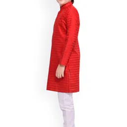 Jeetethnics Boys Red & White Regular Kurta With Pyjamas image 4
