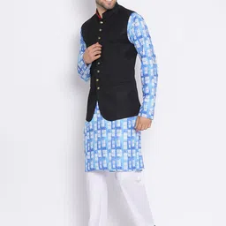 hangup plus Men Printed Kurta Set With Nehru Jacket image 5