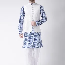 hangup plus Men Printed Kurta with Pyjamas & with Nehru Jacket image 2
